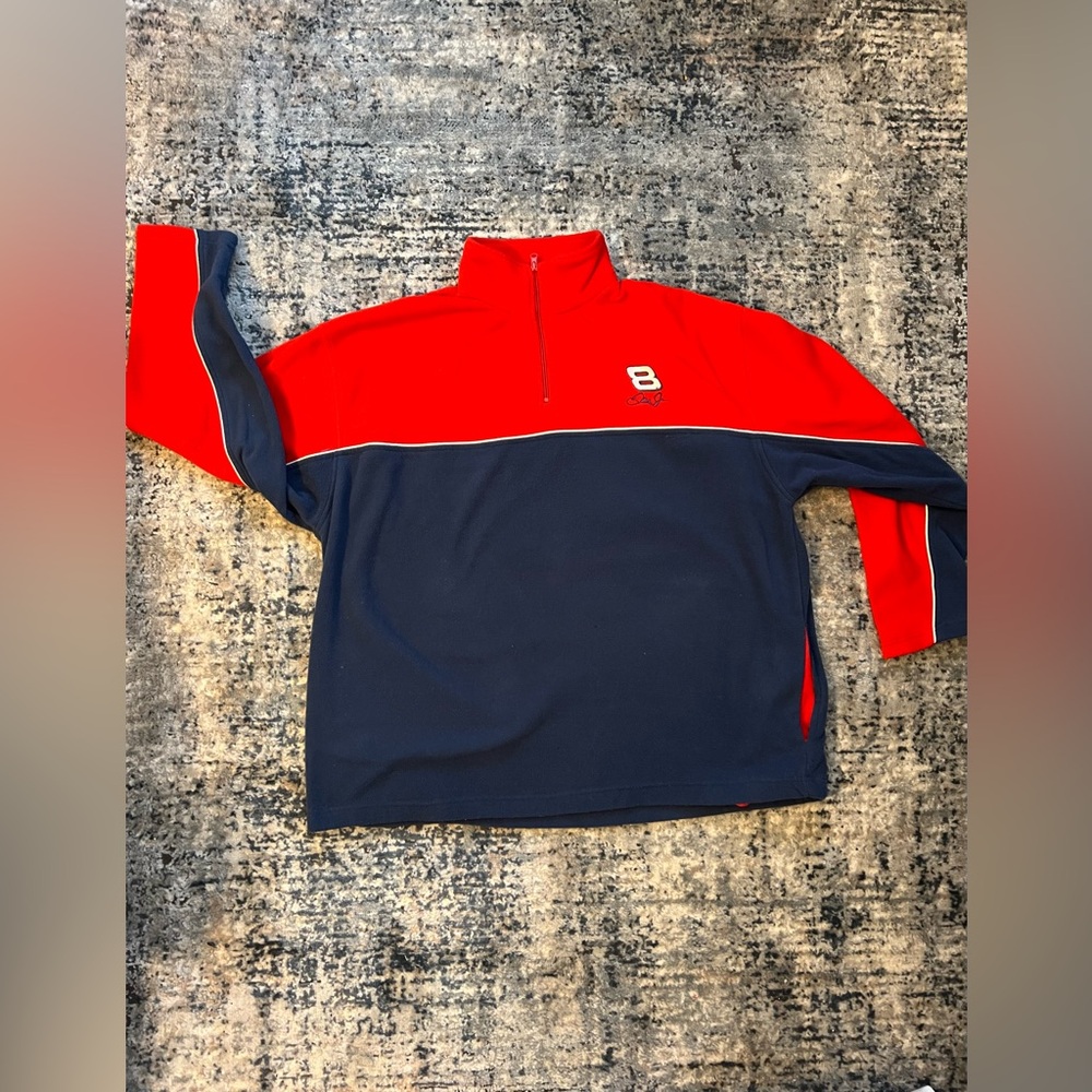 VINTAGE NASCAR DALE EARNHARDT 8
BUDWEISER QUARTER ZIP RED SHERPA FLEECE -Pockets